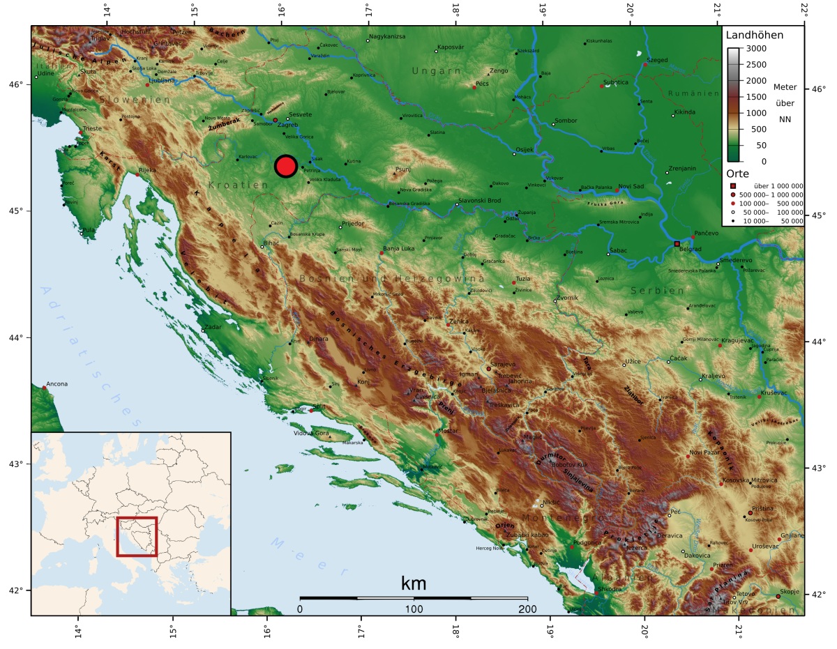 Velmi silné zemětřesení v Chorvatsku - aktualizace - Geofyzikální ústav