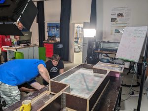 Preparing A Strike Slip Experiment With An Arbitrary Weak Zone During An Analogue Modeling Excercise With Students.